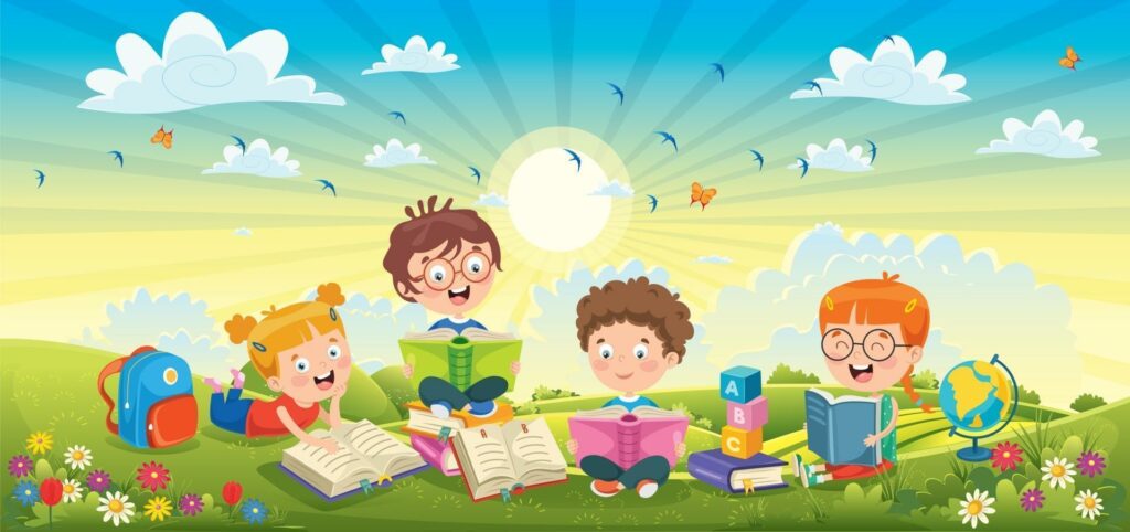 enfant qui s'amuse dans l'herbe