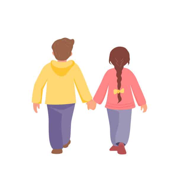 Un frère et une soeur de dos