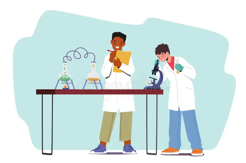des enfants qui font des sciences