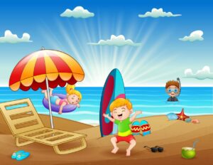 Des enfants qui s'amuse à la plage