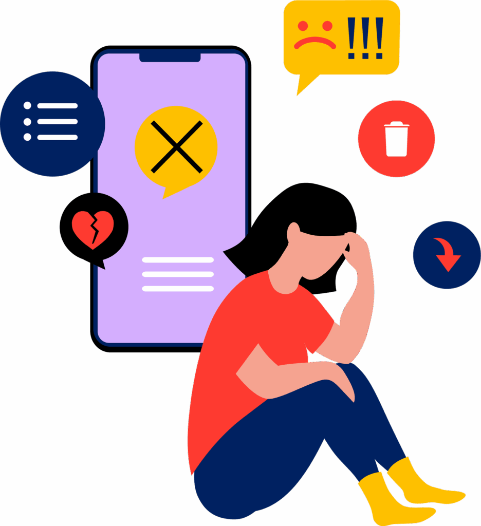 Une ado qui subit du cyberharcèlement