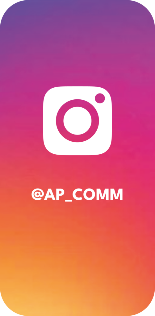 Icone Instagram + Nom du compte : @ap_comm